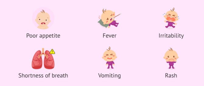 Imagen: Symptoms in infants infected with listeriosis