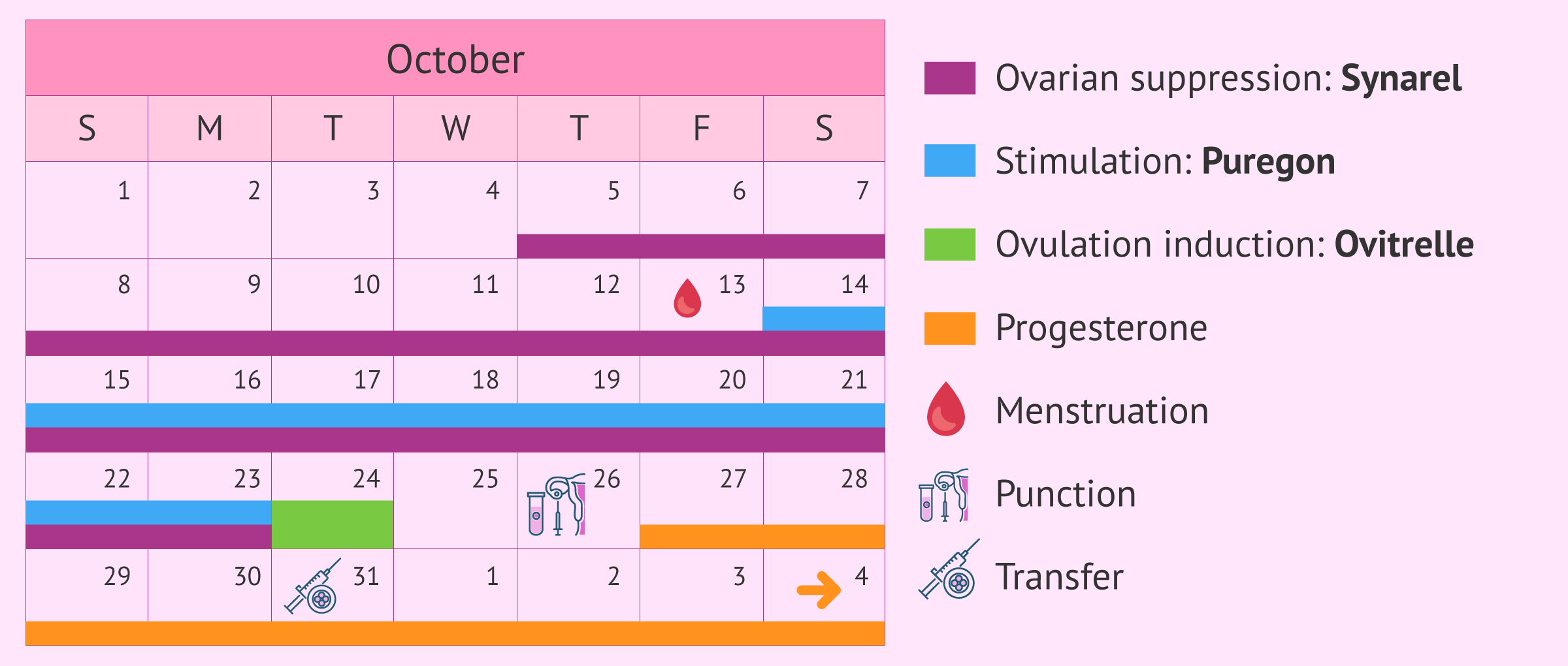 Calendar for long stimulation protocol