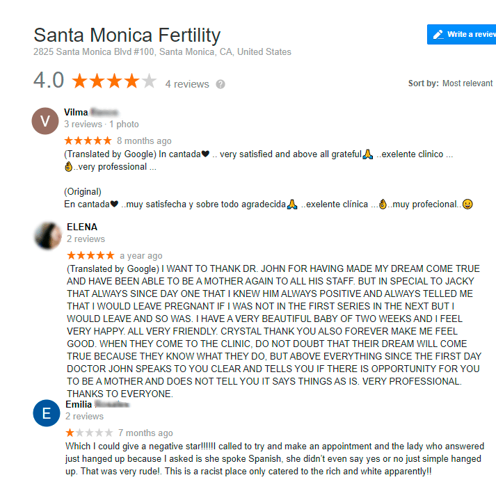 Reviews about Santa Monica Fertility