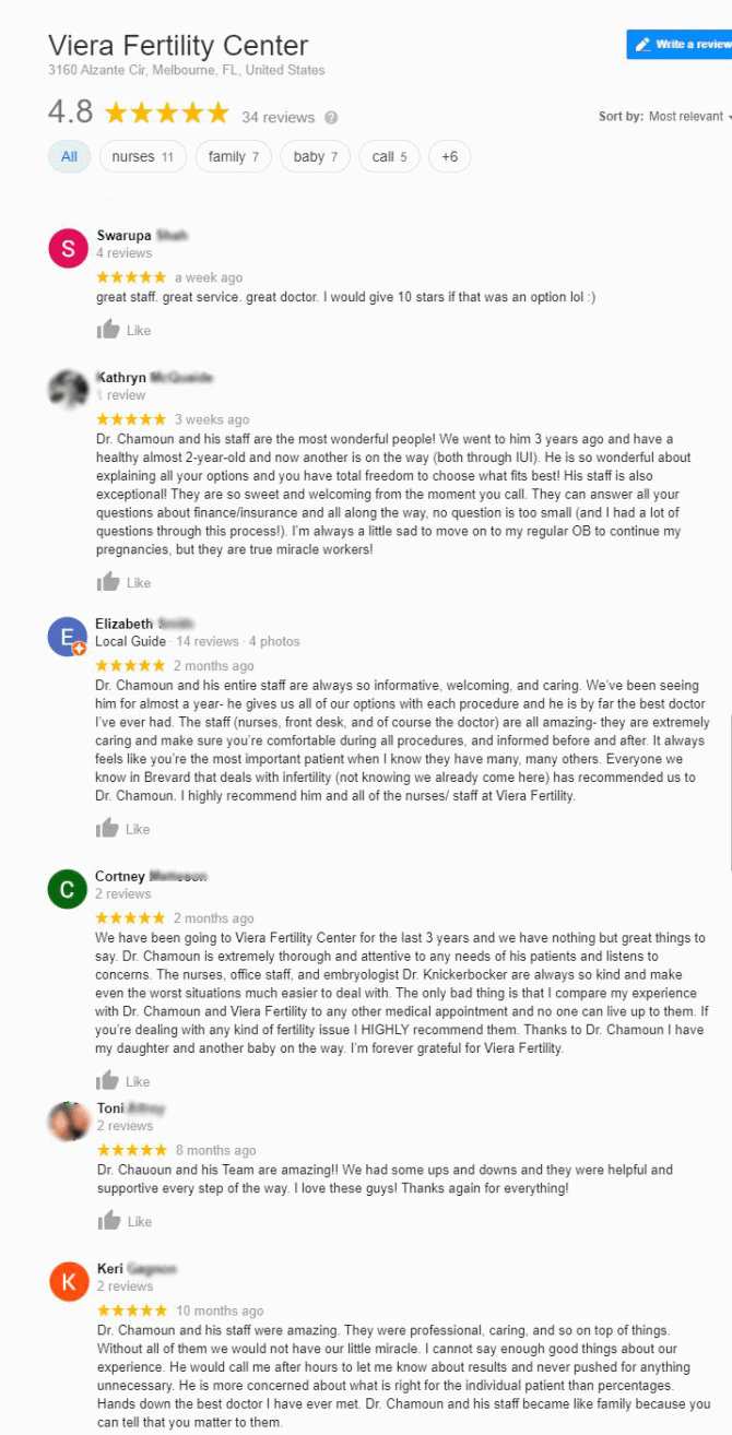 Imagen: Viera Fertility Center User's experience