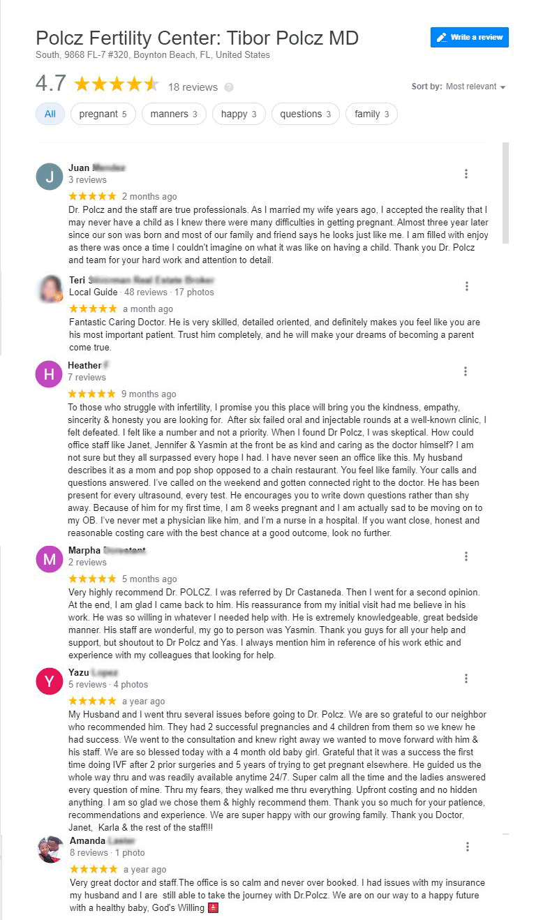 Reviews of Polcz Fertility Center