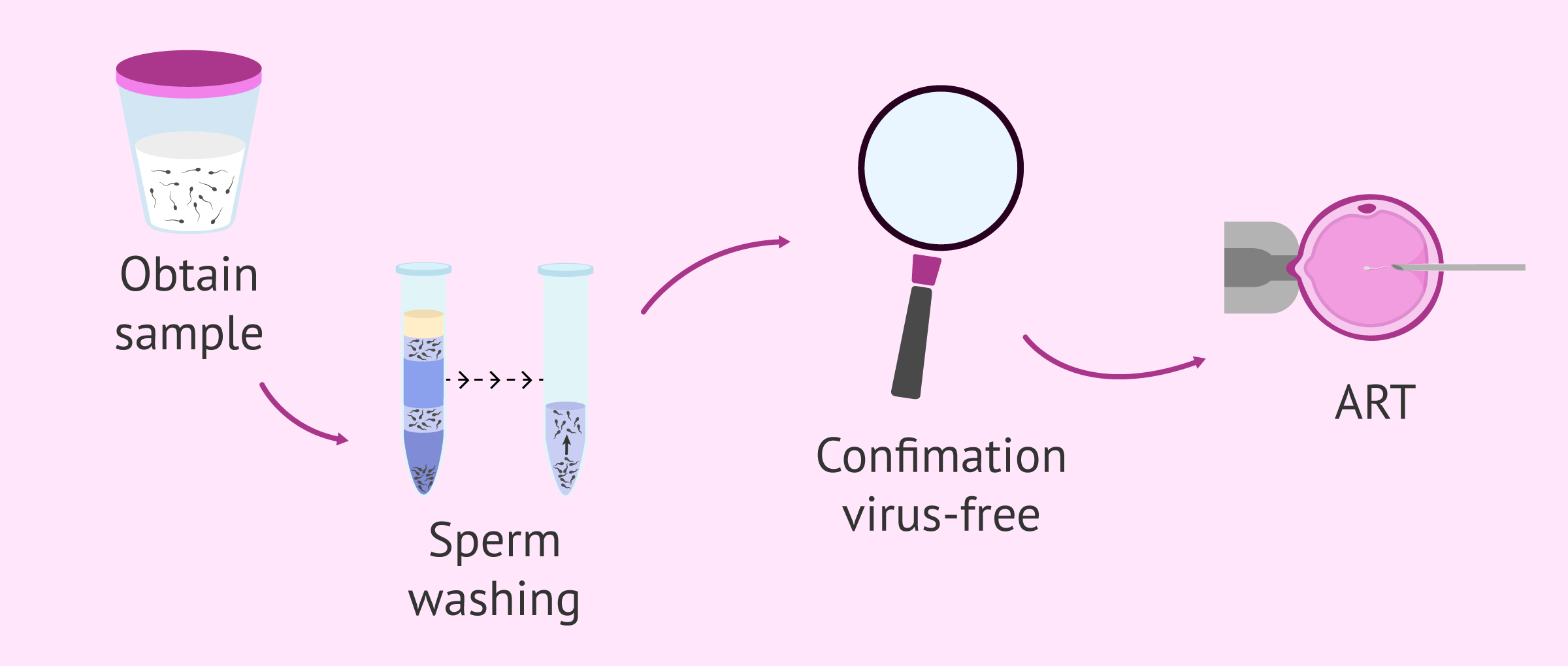 Sperm washing procedure and confirmation of absence of viral