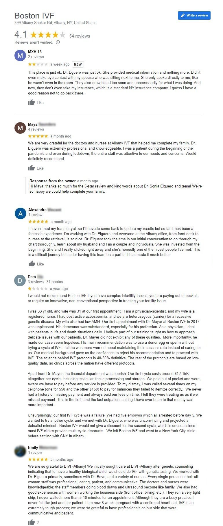 Boston IVF New York reviews